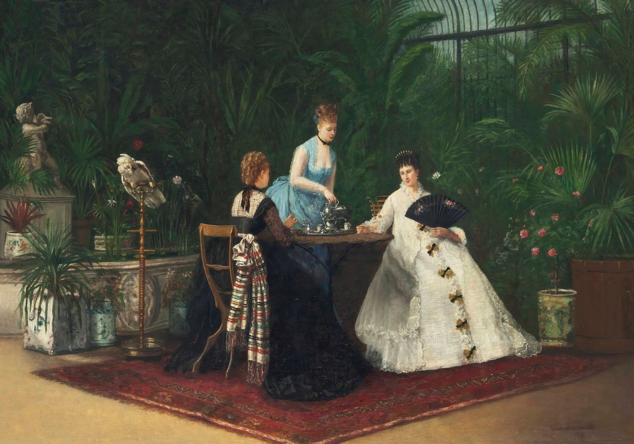 Tea a télikertben, 1893. alkotó: Jeanne Samson