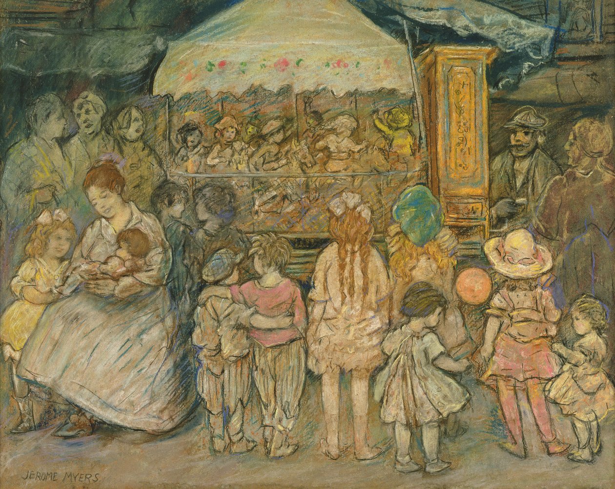 Körhinta, 1924 körül (pasztell, papíron) alkotó: Jerome Myers