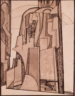 Tájkép, 1914 körül (toll és tus) alkotó: Jessica Desmott
