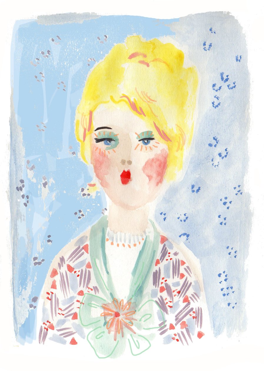 Vintage Doll 1, 2014 (akvarell, papír) alkotó: Jo Chambers