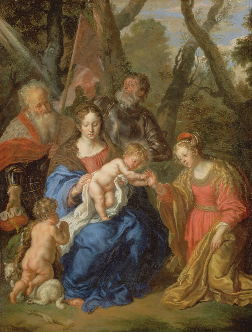 Szent Katalin misztikus házassága Szent Lipóttal és Szent Vilmossal, 1647 (panel) alkotó: Joachim von Sandrart