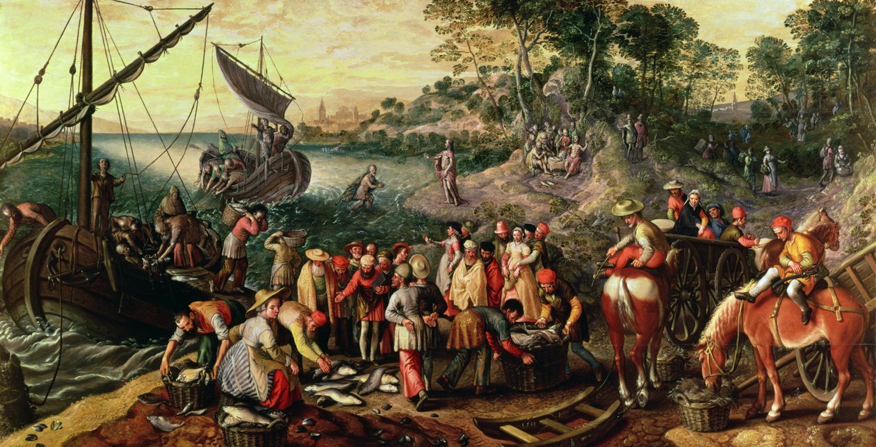 A halak csodás tervezete (panel) alkotó: Joachim Beuckelaer