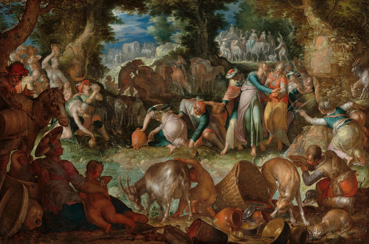 Mózes megüti a sziklát, 1624. alkotó: Joachim Anthonisz Wtewael