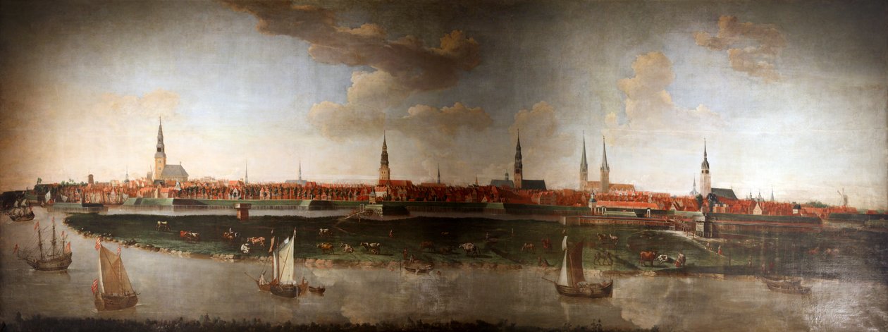 Német: Hamburg városnézete 1861 alkotó: Joachim Luhn
