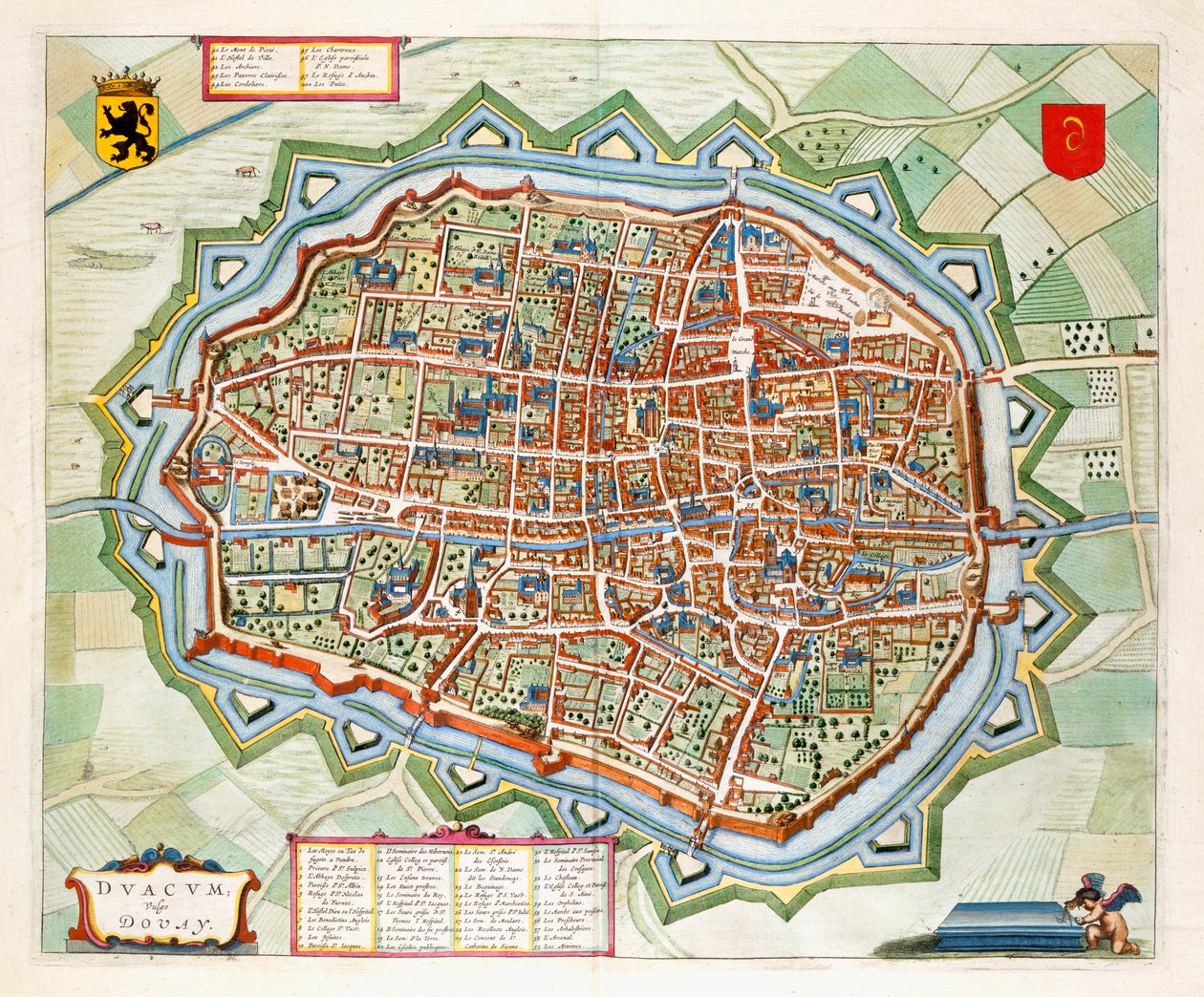 Douai, 1649 (kézzel színezett metszet) alkotó: Joan Blaeu