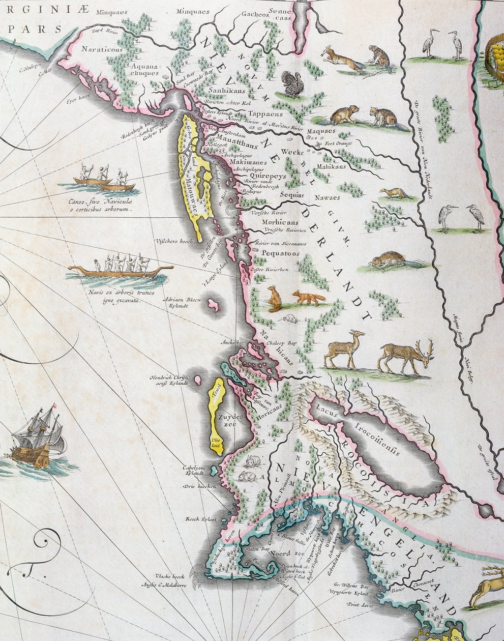 Észak-Amerika keleti partját ábrázoló térkép, 1647 (lásd: 93602 és 216517) alkotó: Joan Blaeu