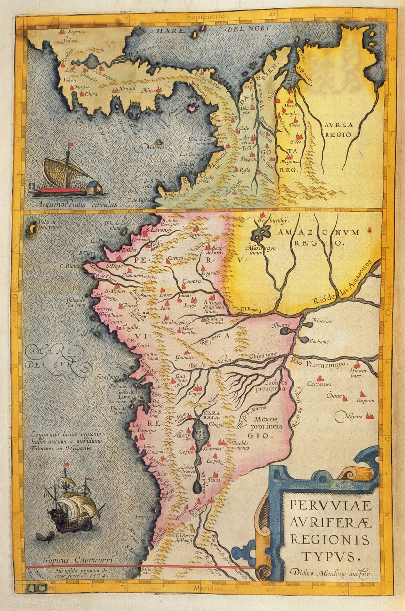 Peru aranyat hordozó vidékeinek térképe, az „Atlas Maior, Sive Cosmographia Blaviana”, 1662. alkotó: Joan Blaeu