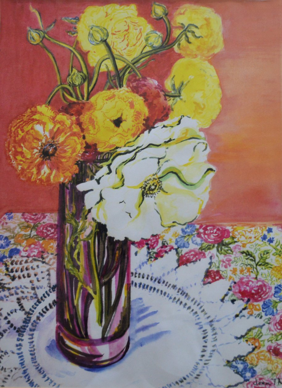Ranunculus csipkeruhán, alkotó: Joan Thewsey