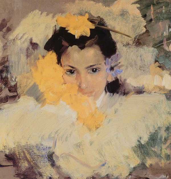 Lány virággal Espanol: Nina con flores Angol: Lány virággal alkotó: Joaquín Sorolla