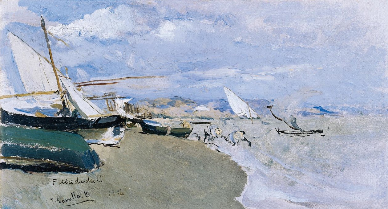 Hajók a tengerparton, Costa de Levante alkotó: Joaquín Sorolla