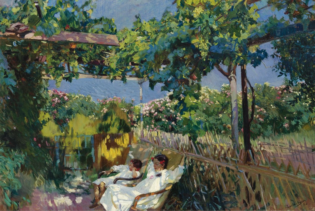 Alvás a kertben alkotó: Joaquín Sorolla
