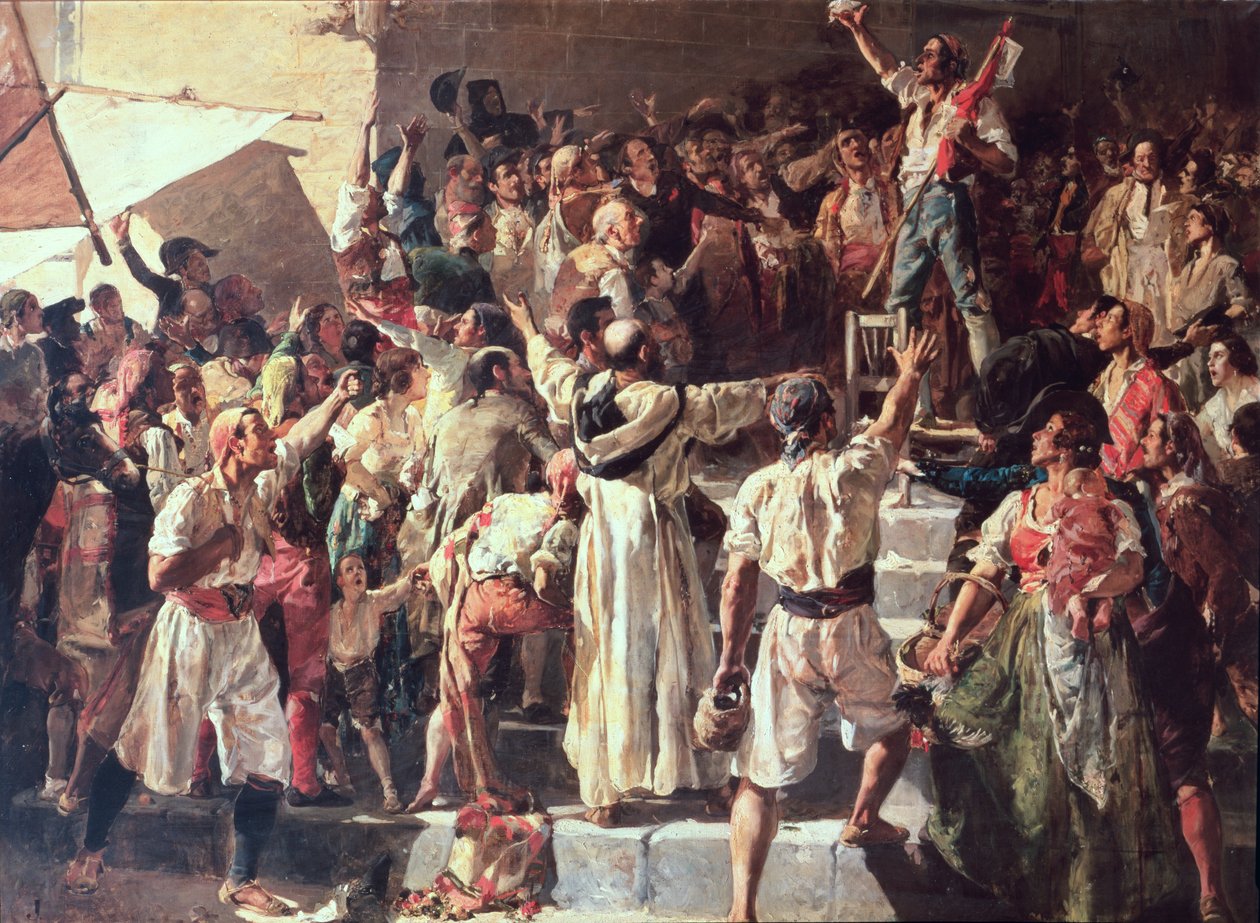 A Napóleonnak háborút üzenő Palleter kiáltása, 1884 alkotó: Joaquín Sorolla