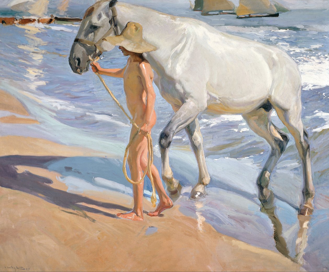 A ló fürdője alkotó: Joaquín Sorolla