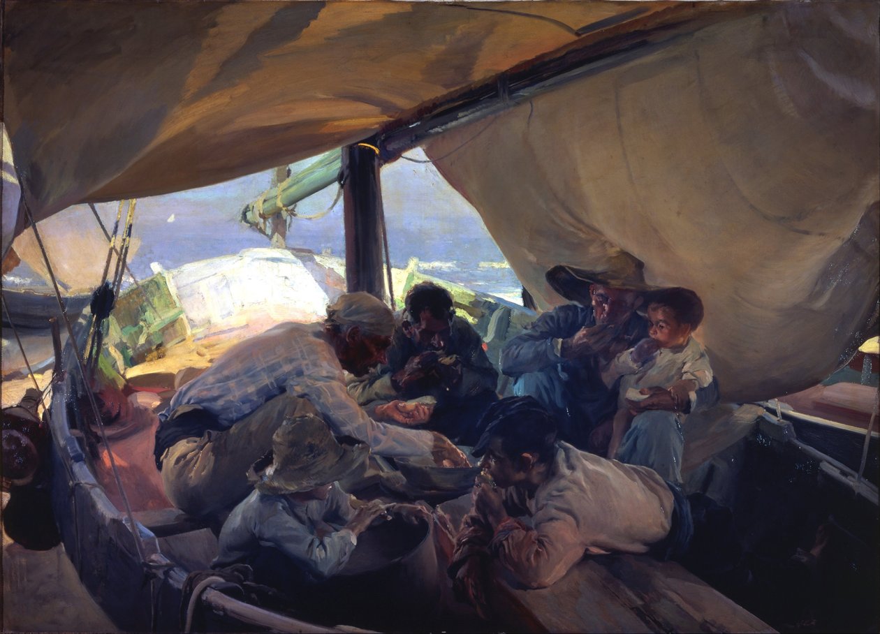 Ebéd a hajón alkotó: Joaquín Sorolla