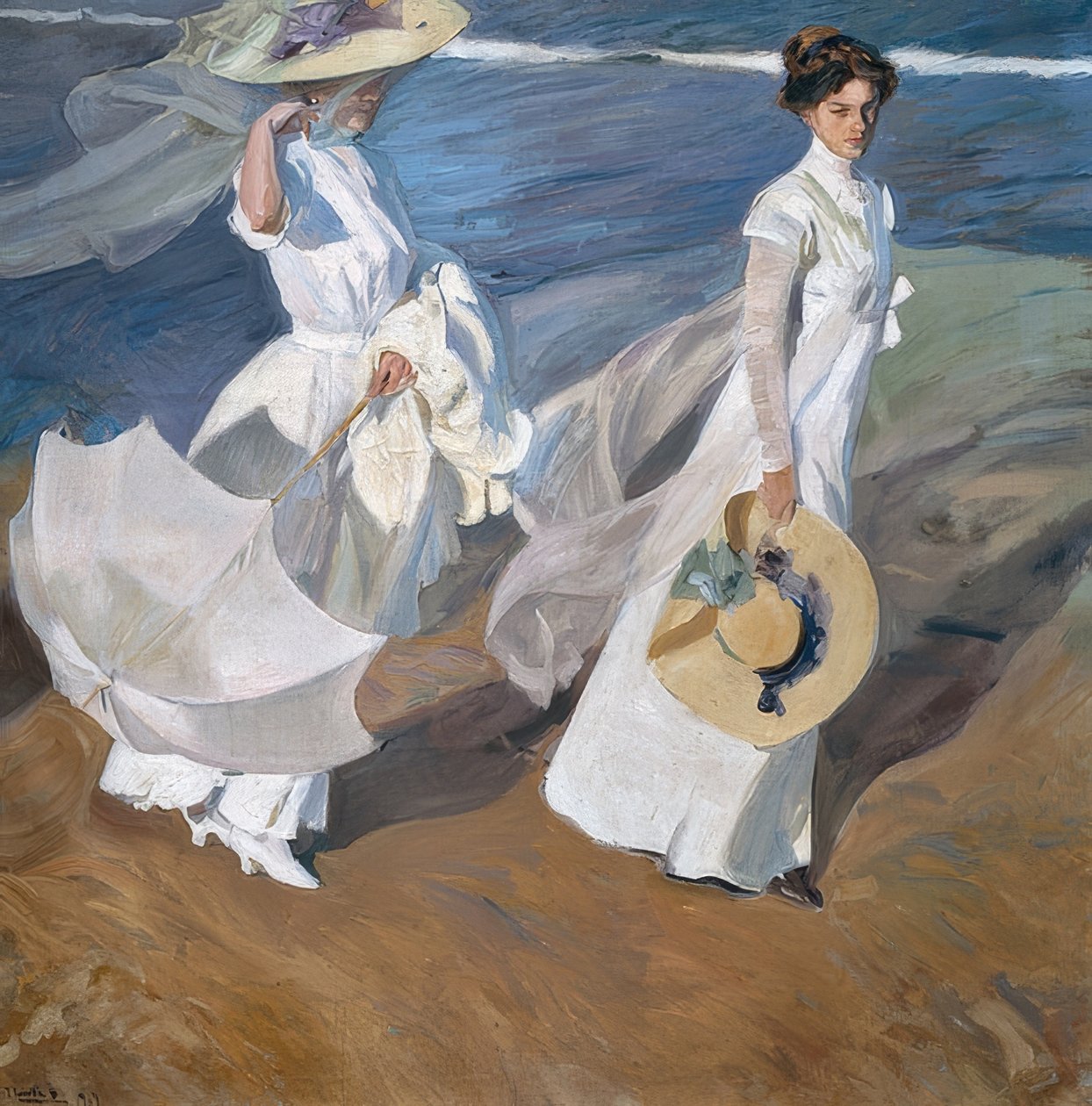 Sétáljon a tengerparton. 1909 alkotó: Joaquín Sorolla