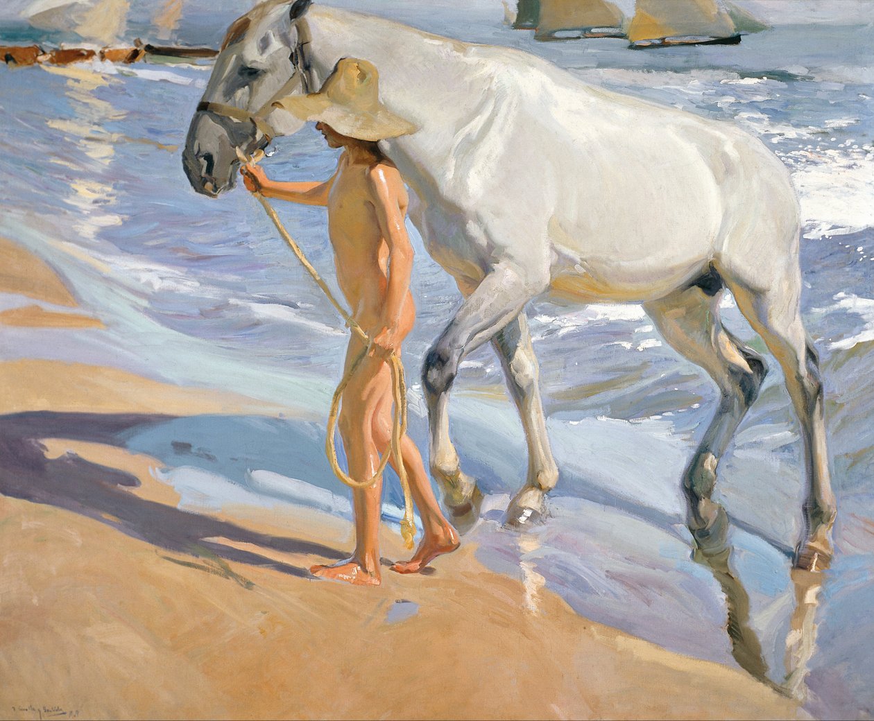 A ló mosása, 1909 alkotó: Joaquín Sorolla