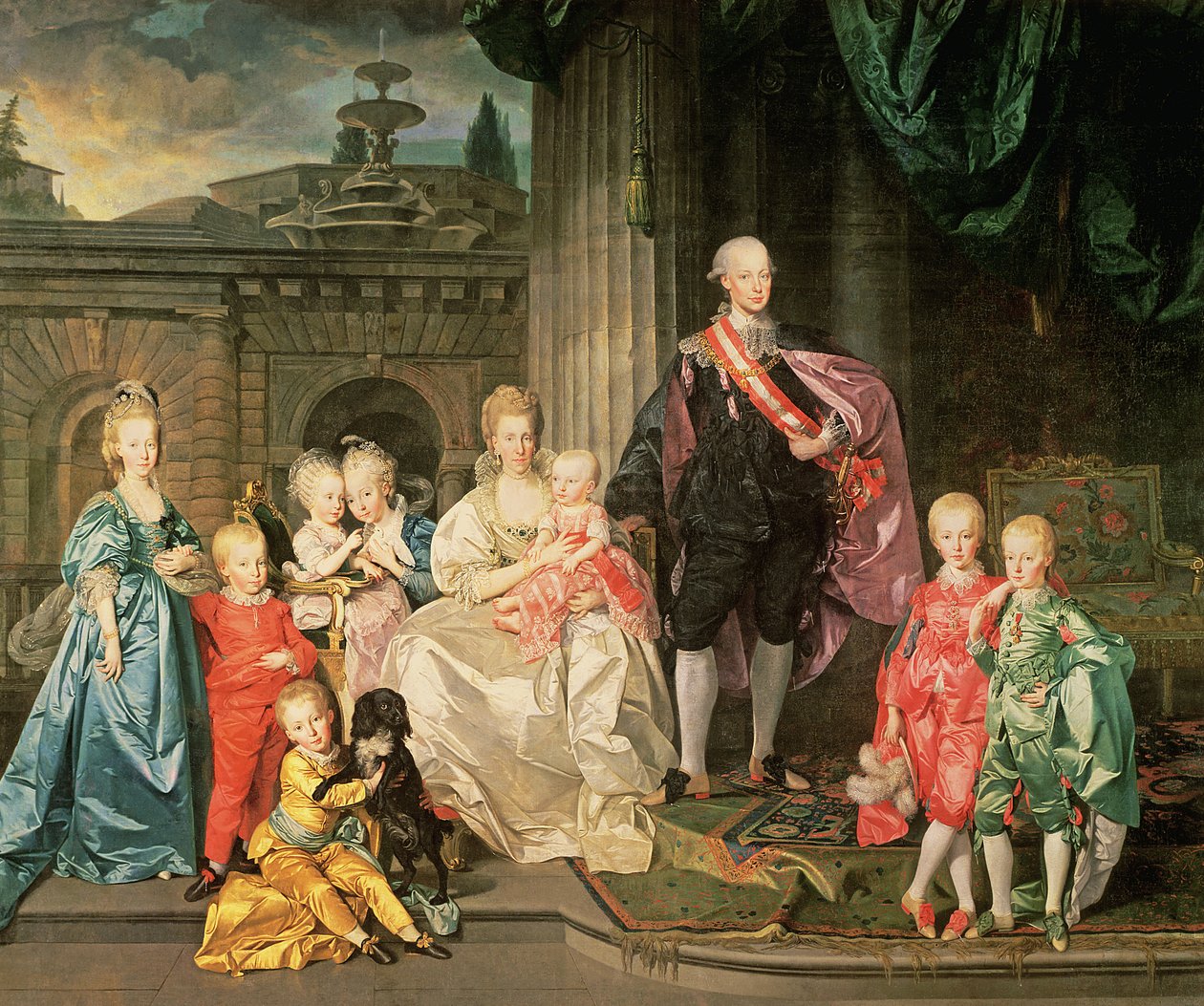 I. Lipót, Toszkána nagyhercege (1747-92) (később II. Lipót osztrák császár, 1790-92) feleségével, Maria Ludovicával és gyermekeikkel, köztük Ferenccel (később II. Ferenc császár), 1776 45:II. Lipót alkotó: Johan Joseph Zoffany