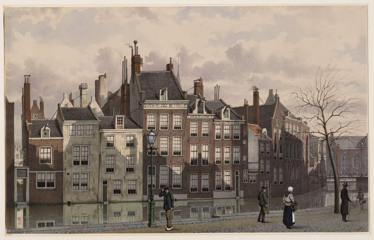 Nieuwezijdsvoorburgwal. Rajz. Amsterdam, Amsterdam City Archives alkotó: Johan Rieke