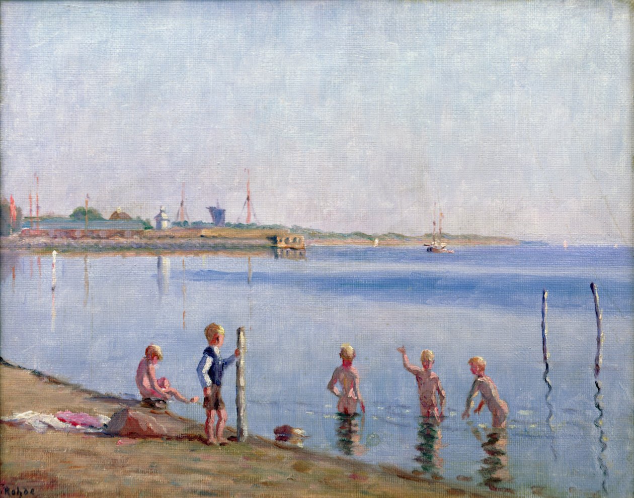 Fiúk a víz szélén alkotó: Johan Rohde