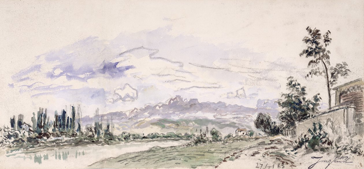 Az Isere partján, 1863. szeptember 27. alkotó: Johan Barthold Jongkind