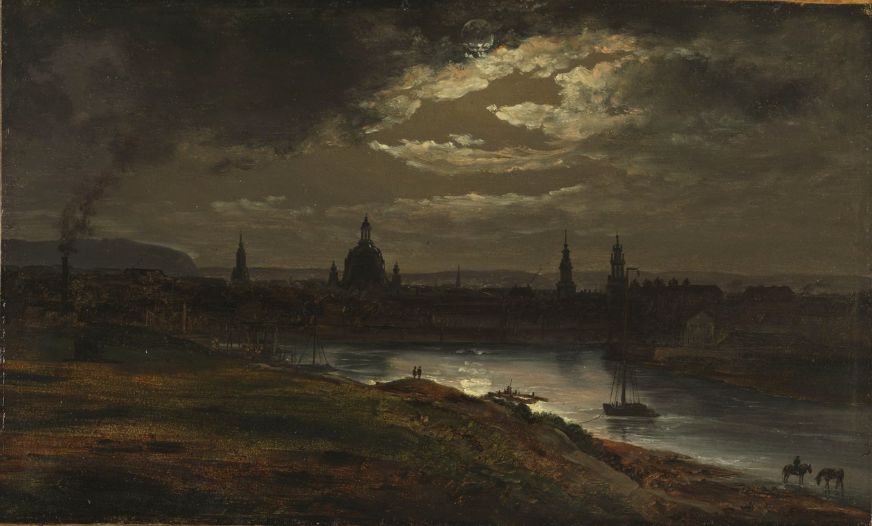Drezda a Holdfény által alkotó: Johan Christian Dahl