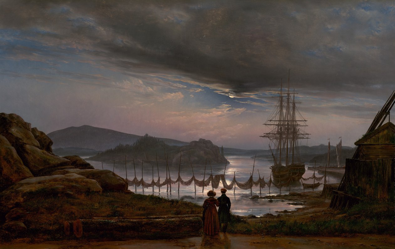 Kilátás a Vaekero-ból, Christiania közelében alkotó: Johan Christian Dahl