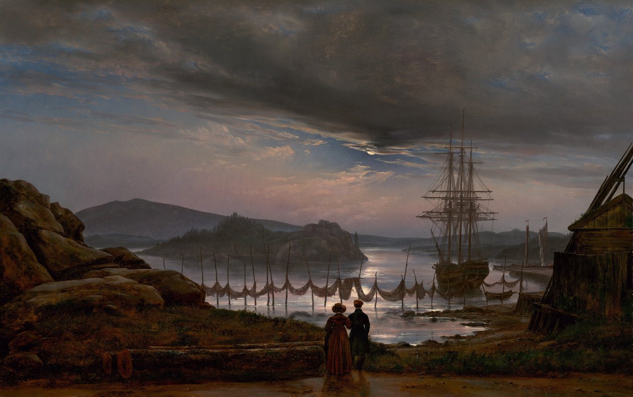Kilátás a Christiania melletti Vaekeróból, 1827. alkotó: Johan Christian Dahl