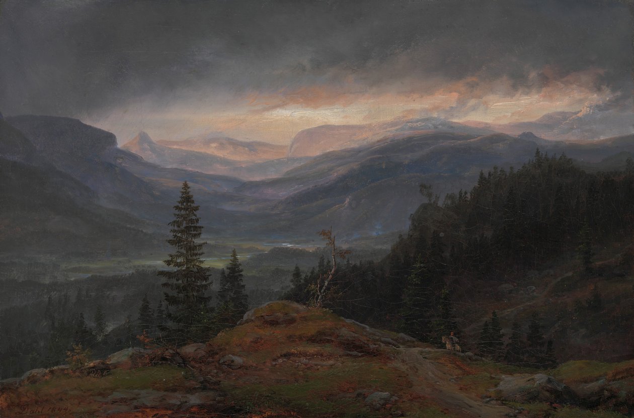 Kilátás Hallingdalra, 1844. alkotó: Johan Christian Dahl