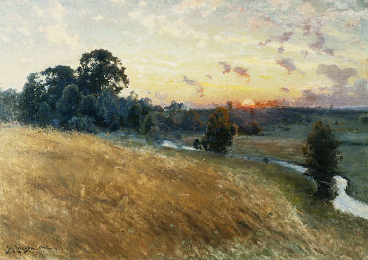 Egy kiterjedt táj naplementekor, 1902 alkotó: Johan Ericson