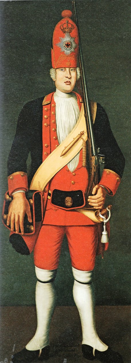 Gránátos az I. óriási gárda vörös testű zászlóaljából, I. Friedrich Wilhelm. alkotó: Johann Christof Merck