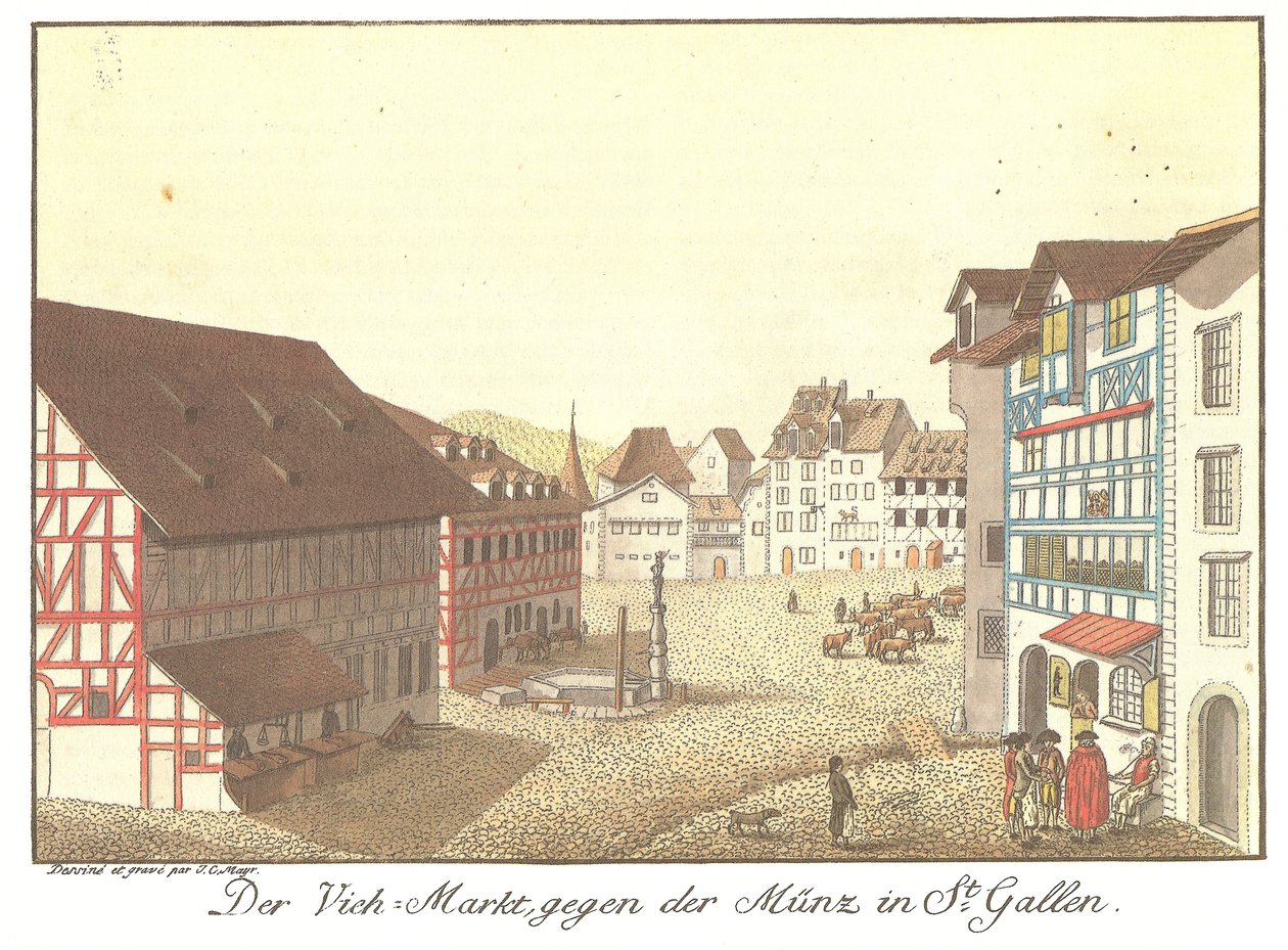 A szarvasmarhapiac az érme ellen St. Gallenben (eredeti cím) alkotó: Johann Conrad Mayr