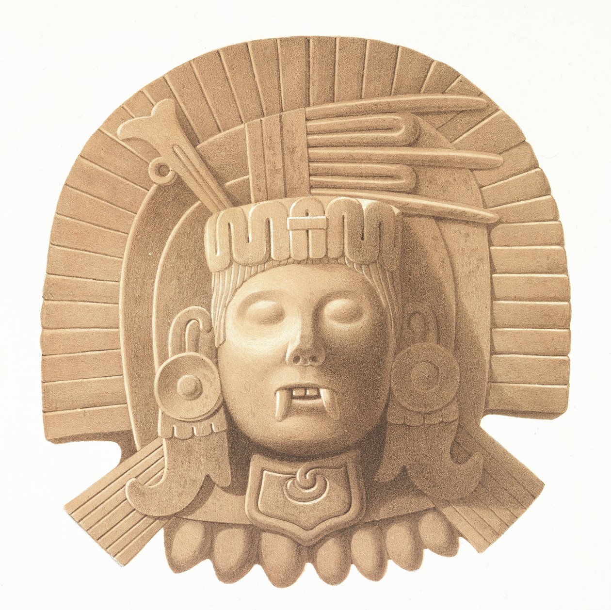 Tányér a "Ancient Monuments of Mexico"-ból, Bachelier metszet, 1866 alkotó: Johann Friedrich Maximilian von Waldeck
