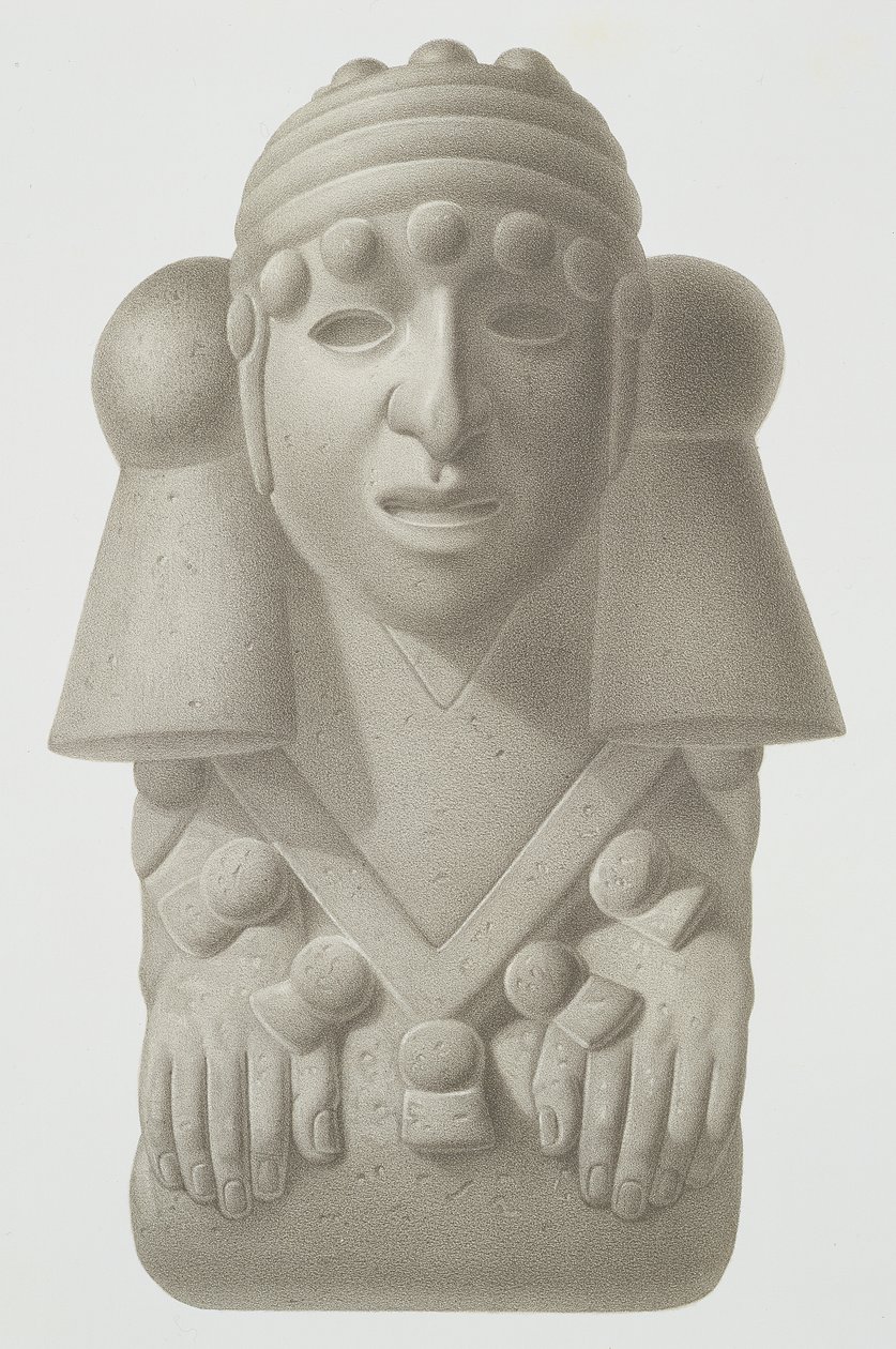 Az esőisten, Cocijo, 52. tábla a "Mexikó ősi műemlékei" című könyvből, Lasnier metszete, 1866. alkotó: Johann Friedrich Maximilian von Waldeck