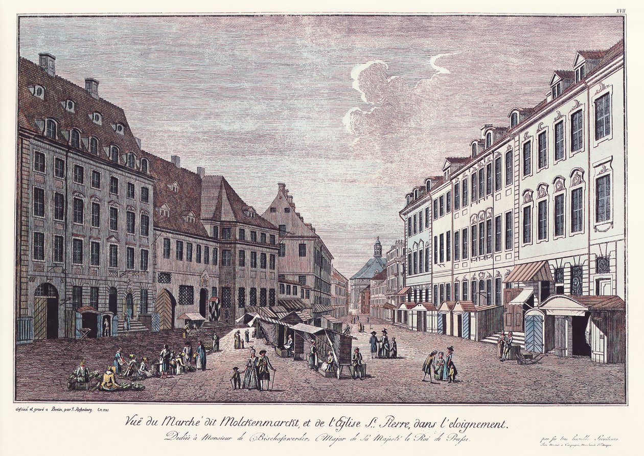 Kilátás a régi savó piacra a régi Berlinben alkotó: Johann Georg Rosenberg