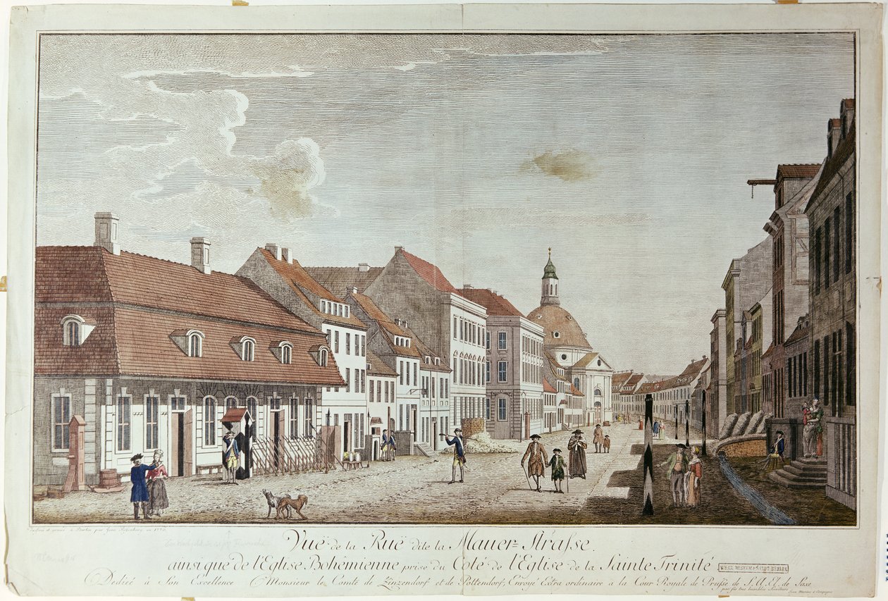 Kilátás a Mauer Strasse-ra, Berlin, 1776 alkotó: Johann Georg Rosenberg