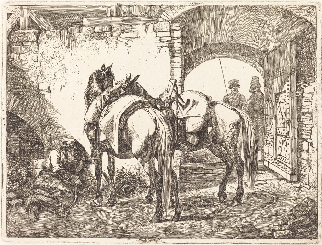 Kozák lovak az udvaron alkotó: Johann Adam Klein