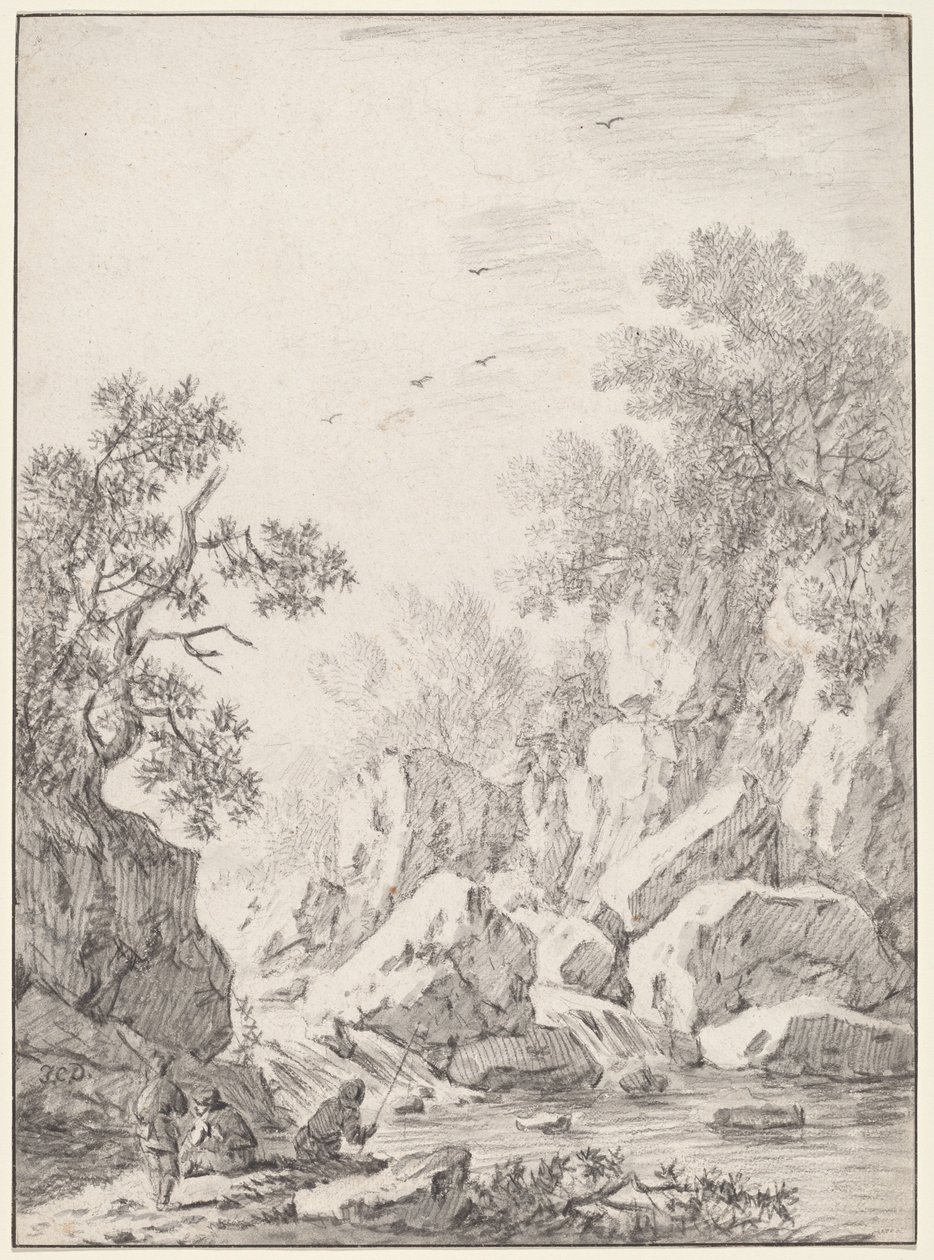 Vízesés a Rock Cliffs mellett, 1750-es évek. alkotó: Johann Christoph Dietzsch