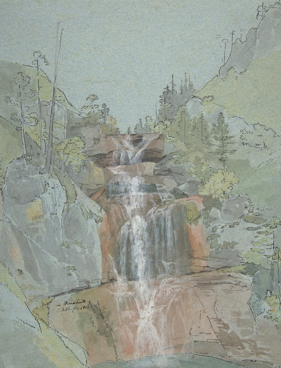 Táj vízeséssel, 1816. alkotó: Johann Christoph Rist