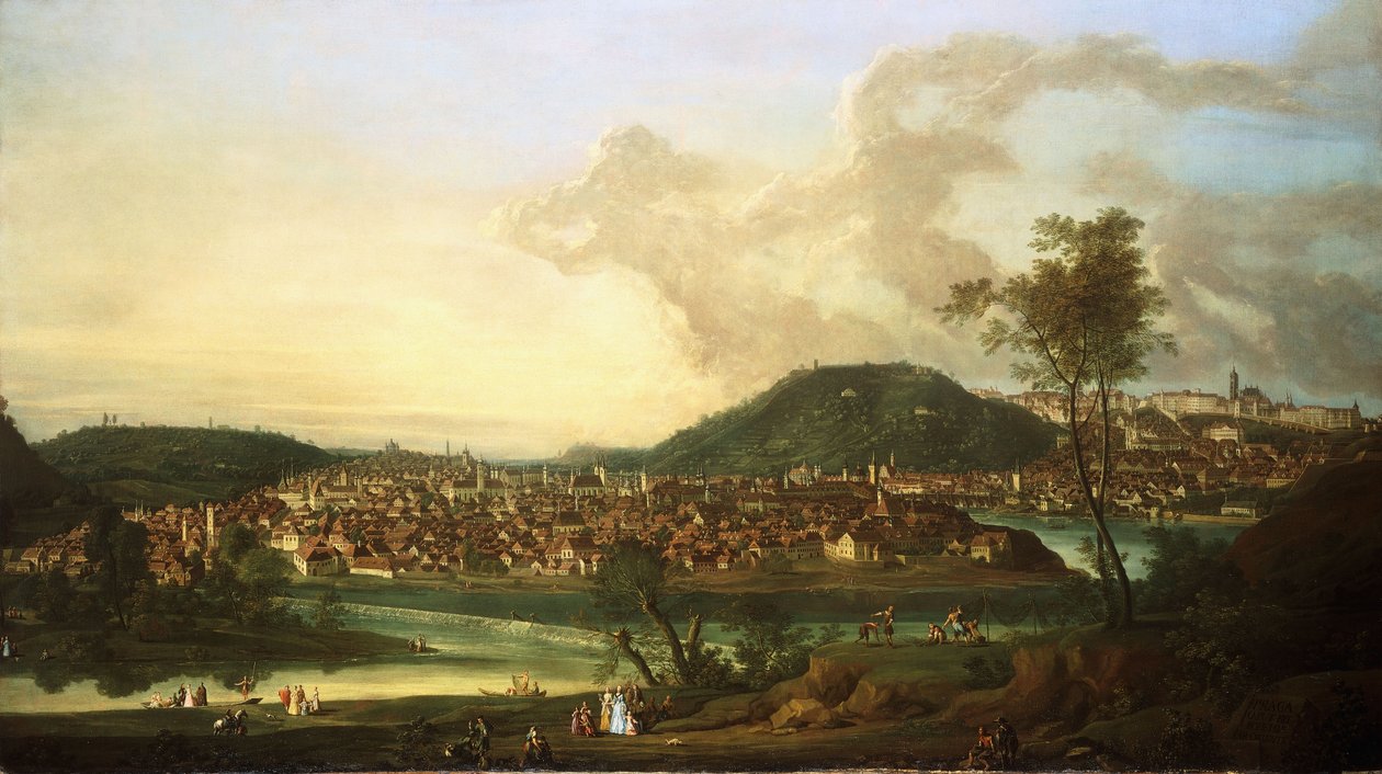 Kilátás Prágára keletről, alkotó: Johann Friedrich Meyer
