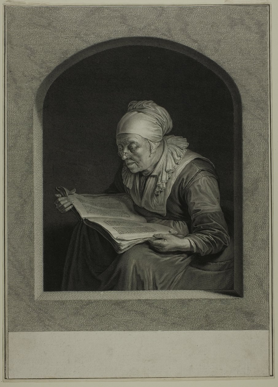 La Liseuse (Egy olvasó nő) alkotó: Johann Georg Wille