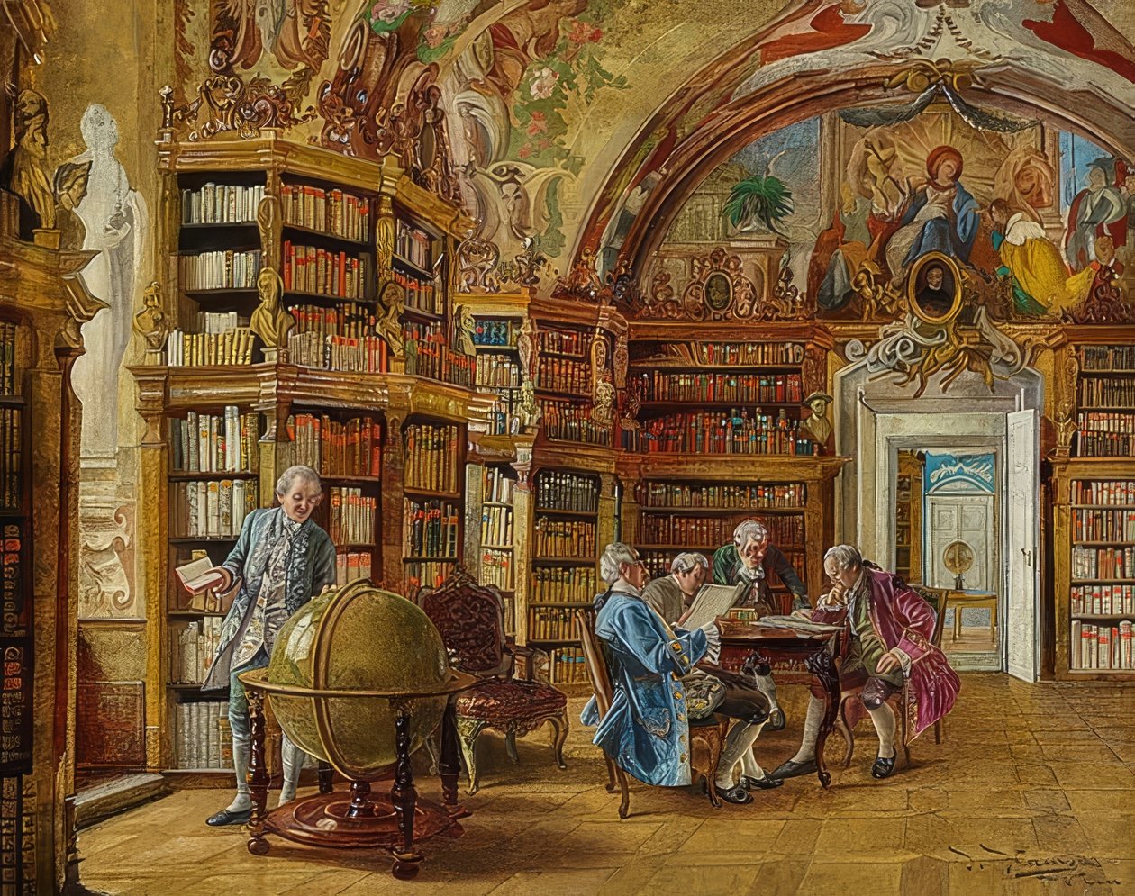 A könyvtárban alkotó: Johann Hamza