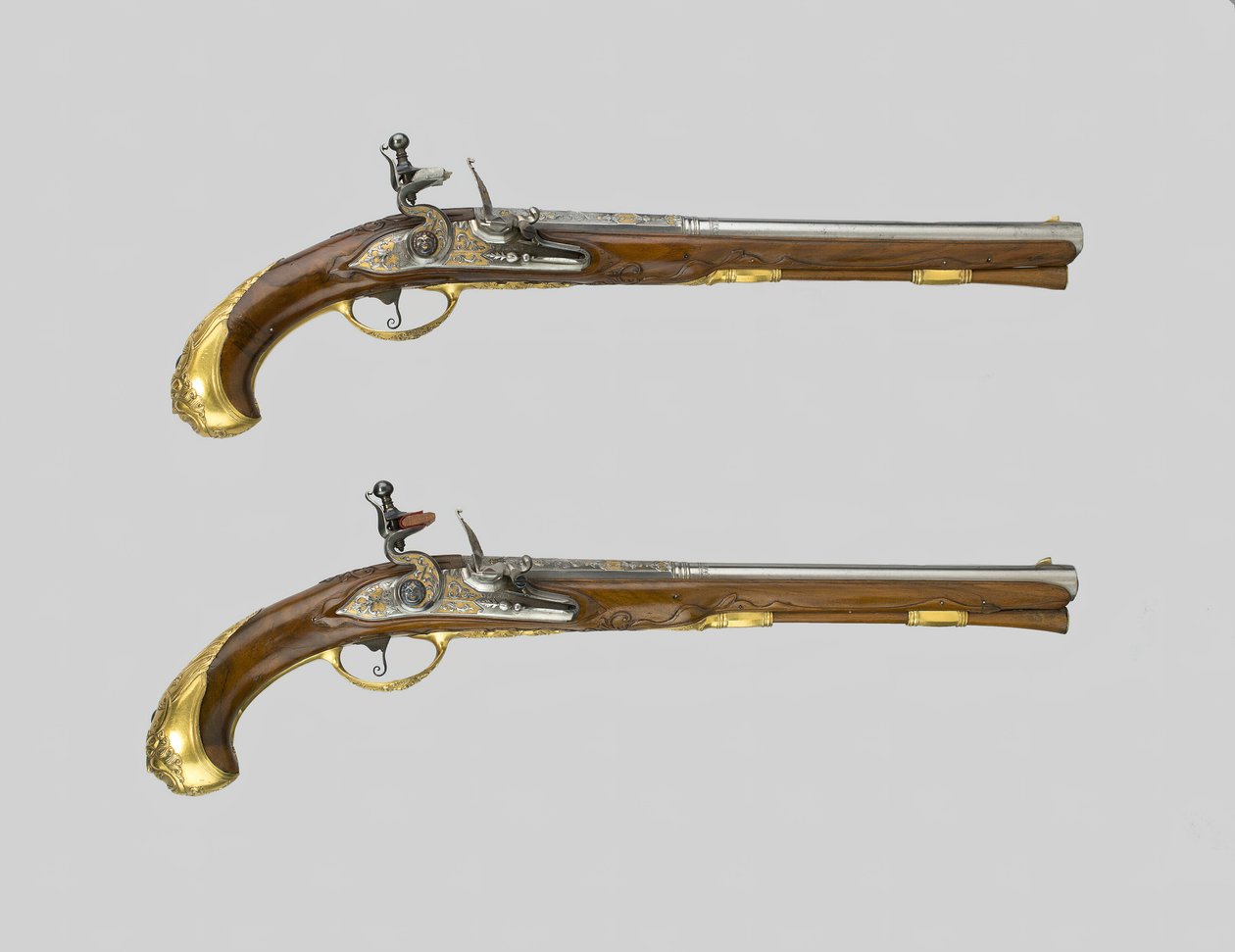 Flintlock pisztolypár, Németország, 170030. alkotó: Johann Jacob Behr