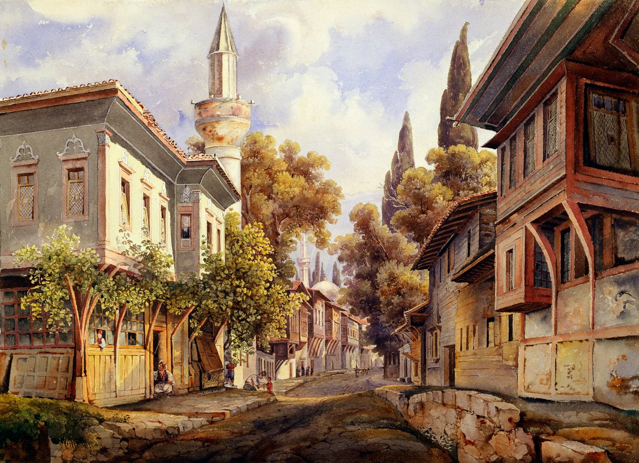 „Egy utca Konstantinápolyban”, 1835 alkotó: Johann Jakob Wolfensberger