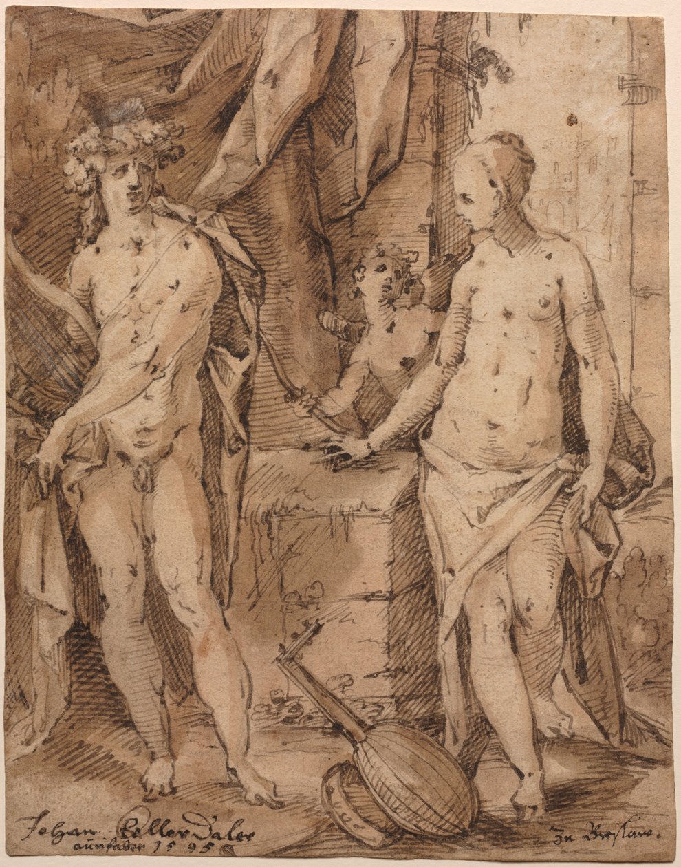 Apolló Eratóval és Ámorral, 1595. alkotó: Johann Kellerthaler