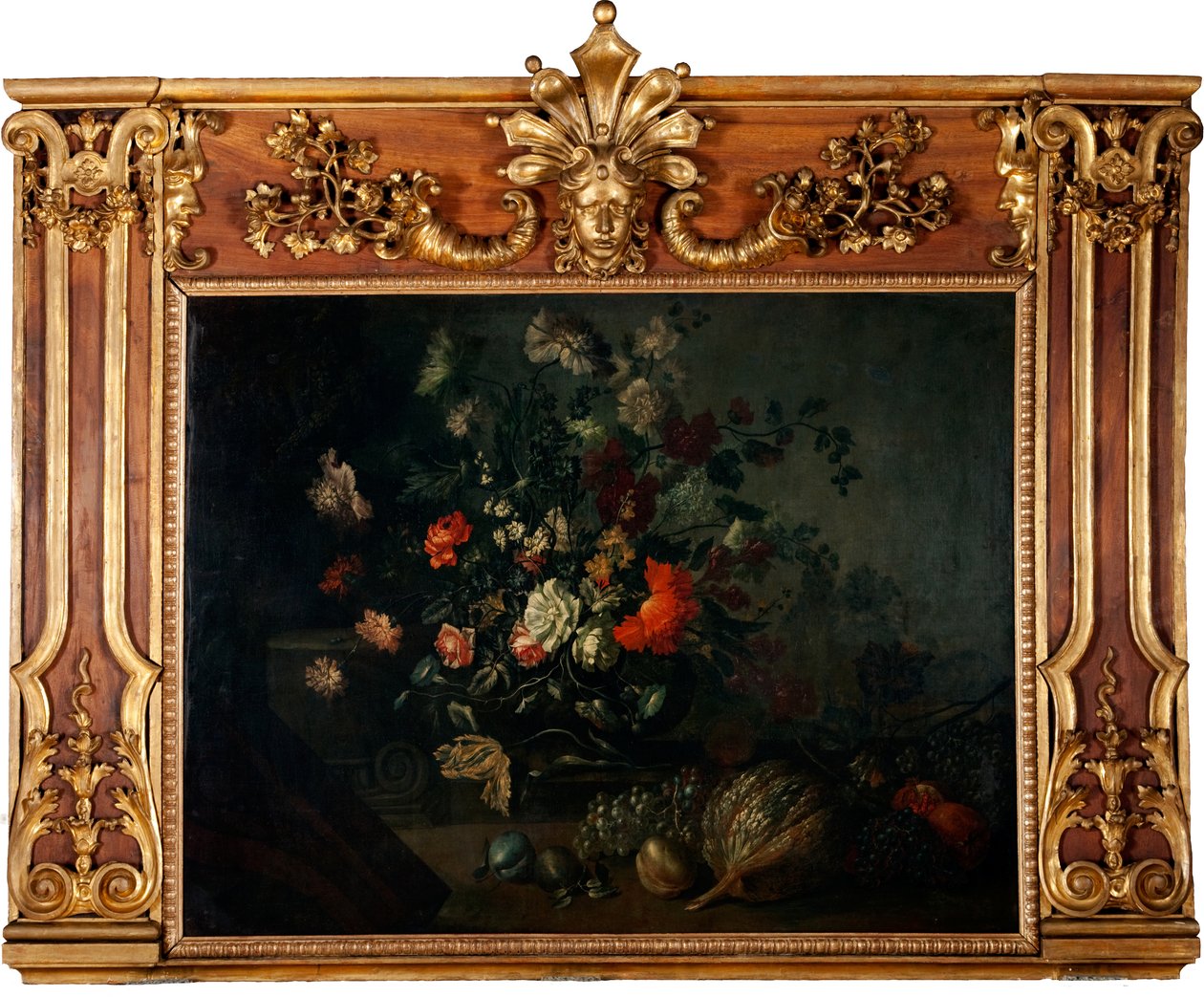 Virágcsendélet, szőlő, sütőtök és gránátalma alkotó: Johann Kunstner
