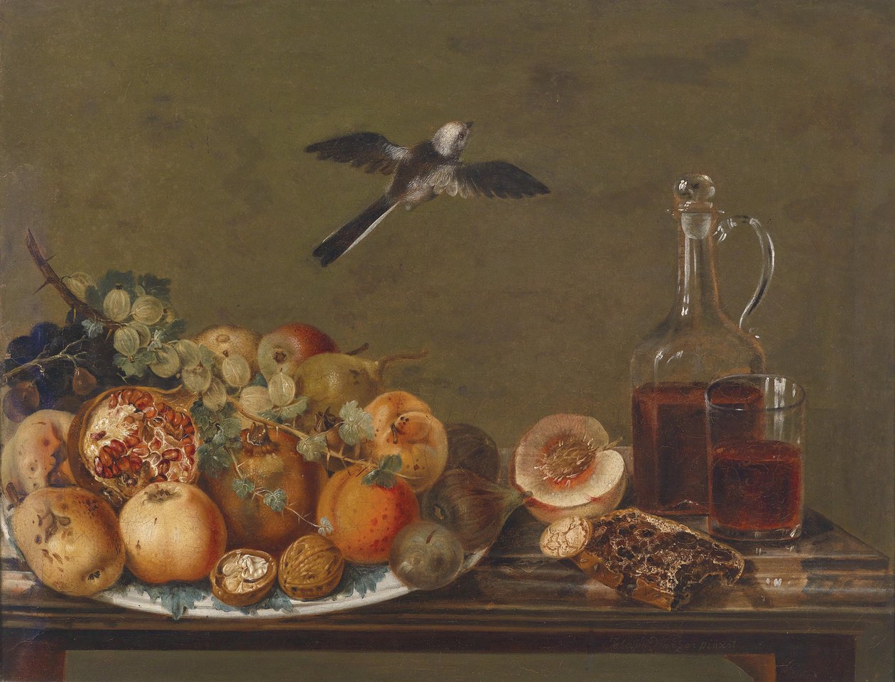 Csendélet fügével és almával alkotó: Johann Matthias Wurzer