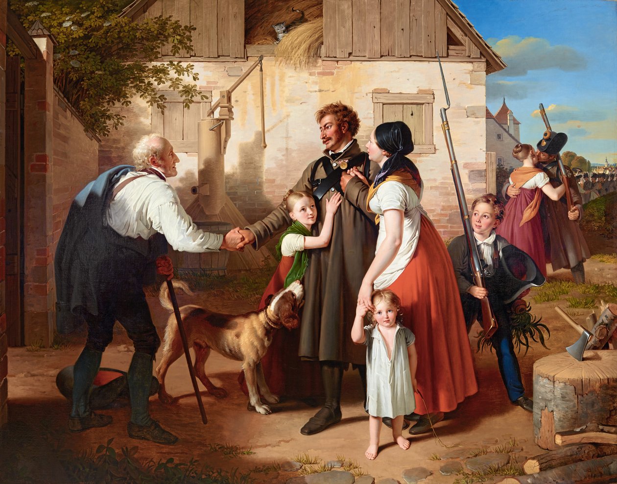 A Landwehrmann hazatérés alkotó: Johann Peter Krafft