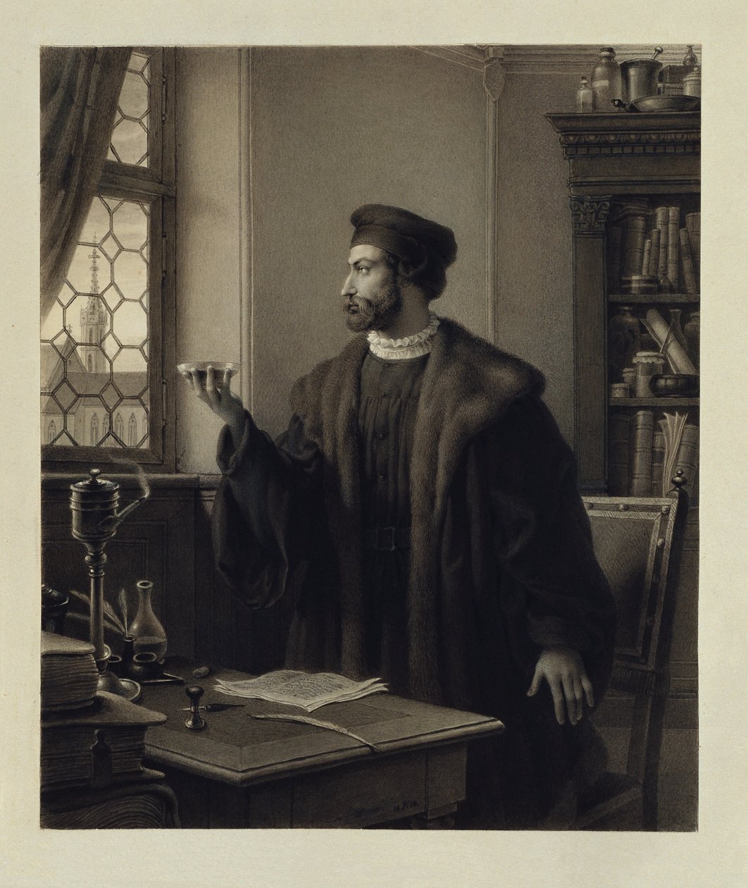 Faust a dolgozószobában alkotó: Johann Peter Krafft
