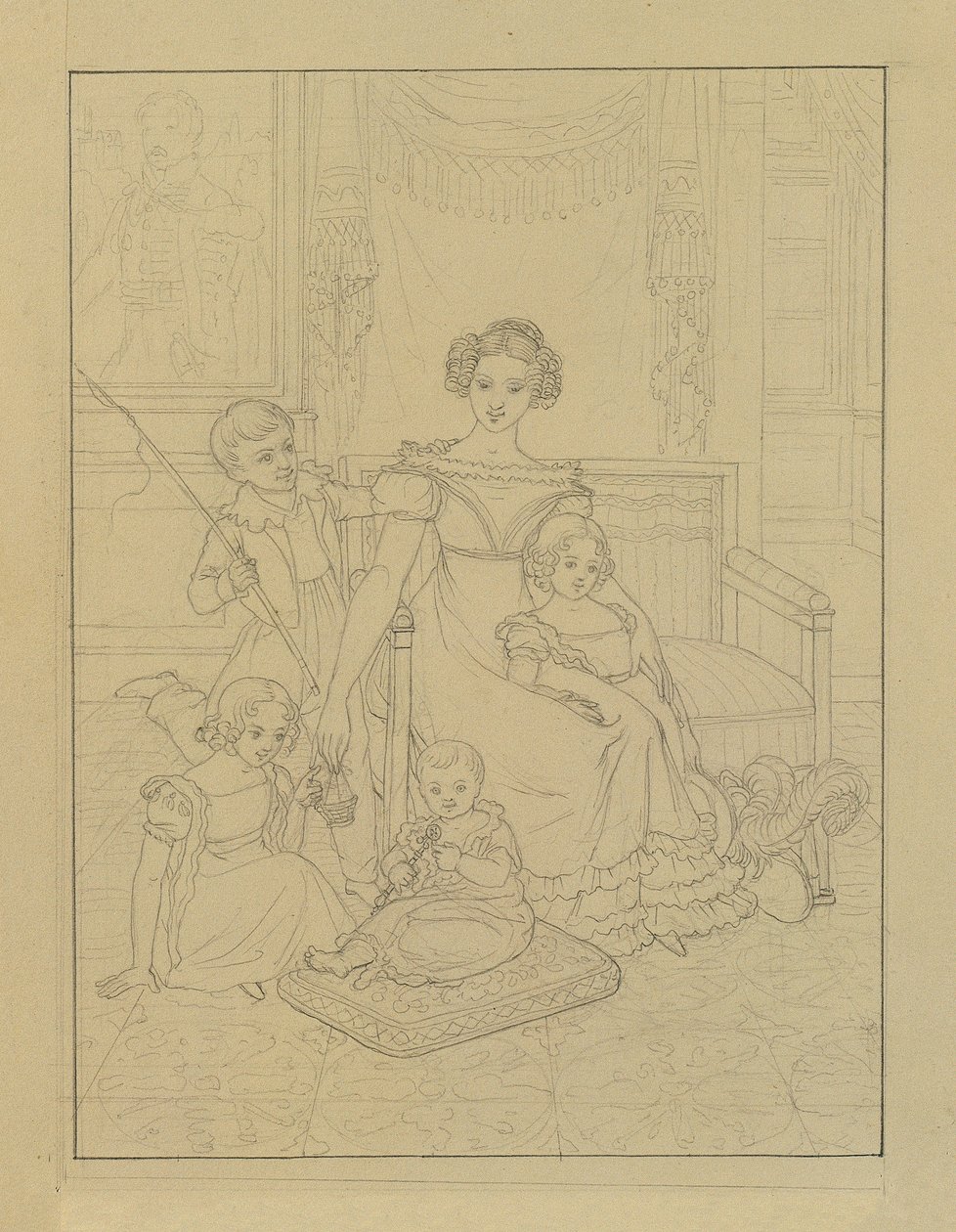Négygyermekes anya kontúrrajza alkotó: Johann Peter Krafft