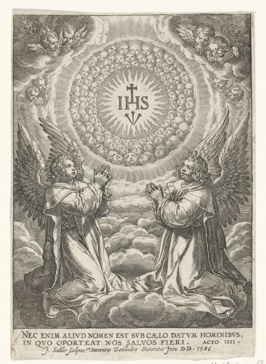Az angyalok imádják Krisztus monogramját alkotó: Johann Sadeler (I)